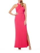 Laundry By Shelli Segal Crossover Halter Neck Gown