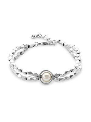 Uno De 50 My Luck Silverplated & Faux Pearl Adjustable Bracelet
