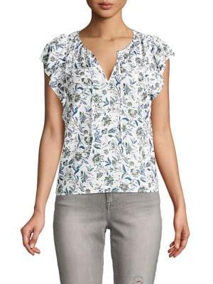 Lucky Brand Floral Split Neck Top