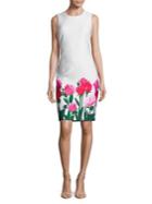 Calvin Klein Rose-print Sleeveless Sheath Dress