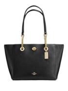 Coach Pebble Leather Turnlock Chain Tote