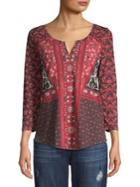Lucky Brand Floral-print High-low Top