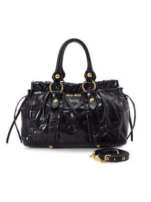 Miu Miu Gathered Leather Tote