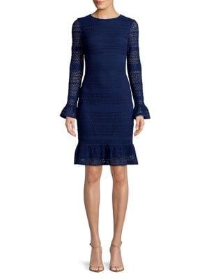 Adrianna Papell Cable-knit Lace Sheath Dress