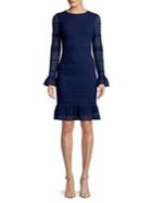 Adrianna Papell Cable-knit Lace Sheath Dress