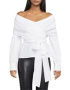 Bcbgmaxazria Cotton Off-the-shoulder Belted Top