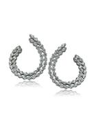 Lord & Taylor Sterling Silver And Cubic Zirconia J-hoop Earrings