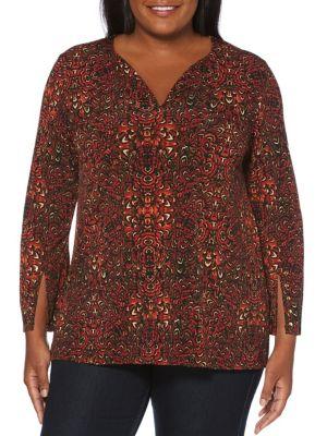 Rafaella Plus Plus Asymmetrical Floral Top