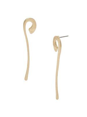 Robert Lee Morris Soho Mosaic Sculptural Curved Stick Goldtone Linear Earrings
