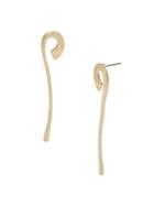 Robert Lee Morris Soho Mosaic Sculptural Curved Stick Goldtone Linear Earrings