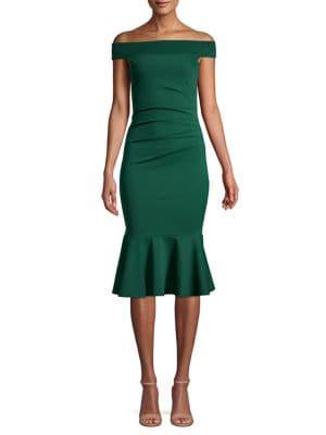 Quiz Bardot Sunray Flare Mermaid Dress