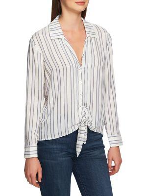 1.state Striped Tie-waist Button-down Shirt