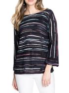 Nic+zoe Line Up Striped Flare Sleeve Top
