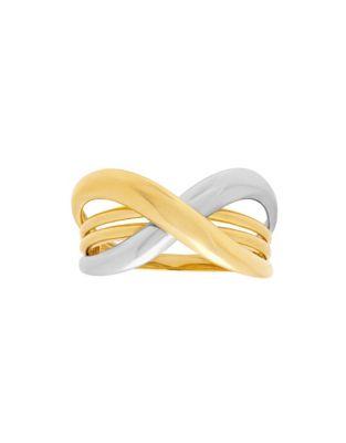 Lord & Taylor 14k Yellow Gold And White Gold Two-tone Ring