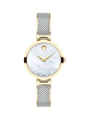 Movado Amika Yellow Gold Pvd-plated, Stainless Steel & Mesh Bangle Watch