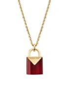 Michael Kors Kors Color 14k Goldplated Garnet Quartz & Crystal Padlock Pendant Necklace