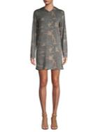 Tresics Luxe Washed Camo Hooded Sweater Dress