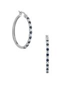 Lord & Taylor Blue And White Sapphire Hoop Earrings