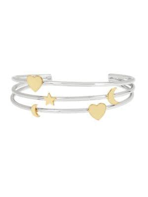 Bcbgeneration Starry Night Two-tone Mixed Moon & Star Cuff Bracelet