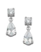 Lord & Taylor Platinum Plated-sterling Silver Cubic Zirconia Drop Earrings