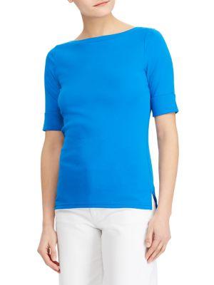 Lauren Ralph Lauren Petite Boatneck Stretch Tee