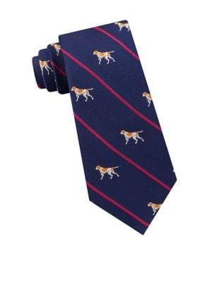 Lord & Taylor The Mens Shop Dog Striped Silk Tie