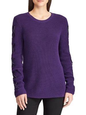 Lauren Ralph Lauren Lace-up Ribbed Sweater