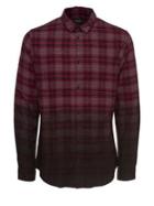 Only And Sons Dip-dye Check Longline Flannel Shirt