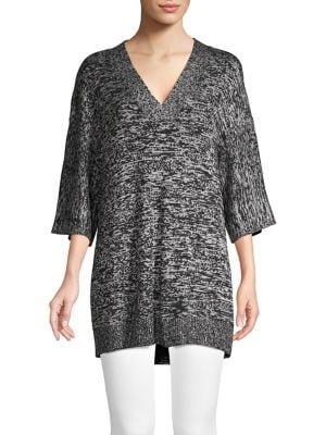 H Halston Textured V-neck Pullover