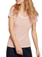 Brooks Brothers Red Fleece Striped Scoopneck Top