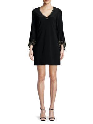 Betsy & Adam Embellished Bell-sleeve Dress