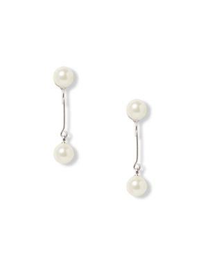 Vince Camuto Faux Pearl-embellished Front Back Clip Earrings
