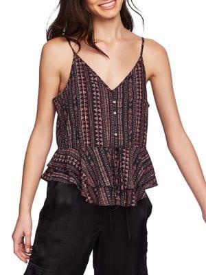 1.state Cinched Geometric Peplum Top