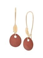 Robert Lee Morris The Goddess Goldtone Sculptural Leaf Round Drop Earrings