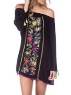 Nanette Lepore Embroidered Off-shoulder Tied Coverup Dress