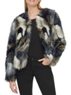 Karl Lagerfeld Paris Cropped Faux Fur Shag Jacket