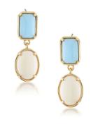 1st And Gorgeous Light Blue And White Cabochon Double-drop Earrings