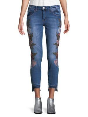 Design Lab Embroidered Floral Jeans