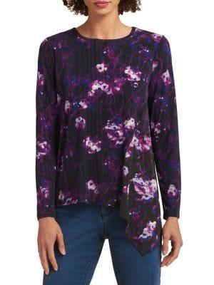 Donna Karan Floral Asymmetrical Top