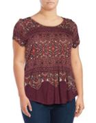 Lucky Brand Plus Ornate Roundneck Top