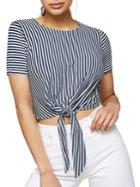Miss Selfridge Striped Tie Front Tee