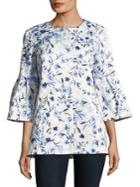 Karl Lagerfeld Paris Bell-sleeve Floral Jacquard Topper
