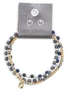 Lucky Brand Multi-stone Stud Earrings & Bracelet Set