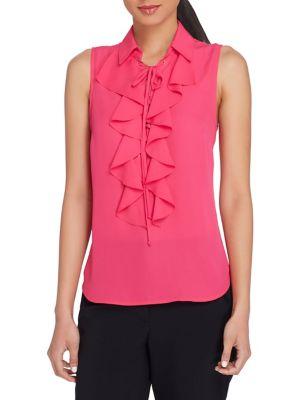 Tahari Arthur S. Levine Lace-up Ruffle Blouse