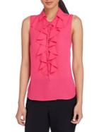 Tahari Arthur S. Levine Lace-up Ruffle Blouse