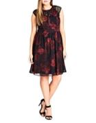 City Chic Plus Romance Floral Lace Paneled Dress