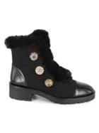 Nanette By Nanette Lepore Izzy Faux Fur Patent Faux Leather Combat Boots