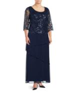 Brianna Plus Embellished Lace Long Dress