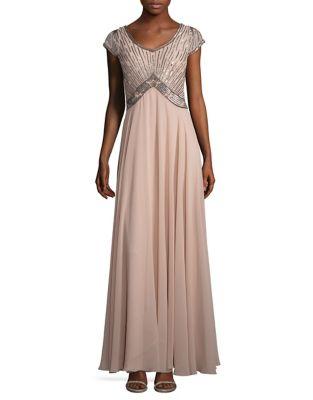 J Kara Petite Beaded Chiffon Gown