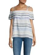 Two By Vince Camuto Striped Cold-shoulder Top